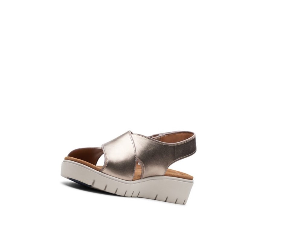 Clarks Un Karely Sun Kozene Sandale na Platforme Damske Zlate Metal | GOQU-48370