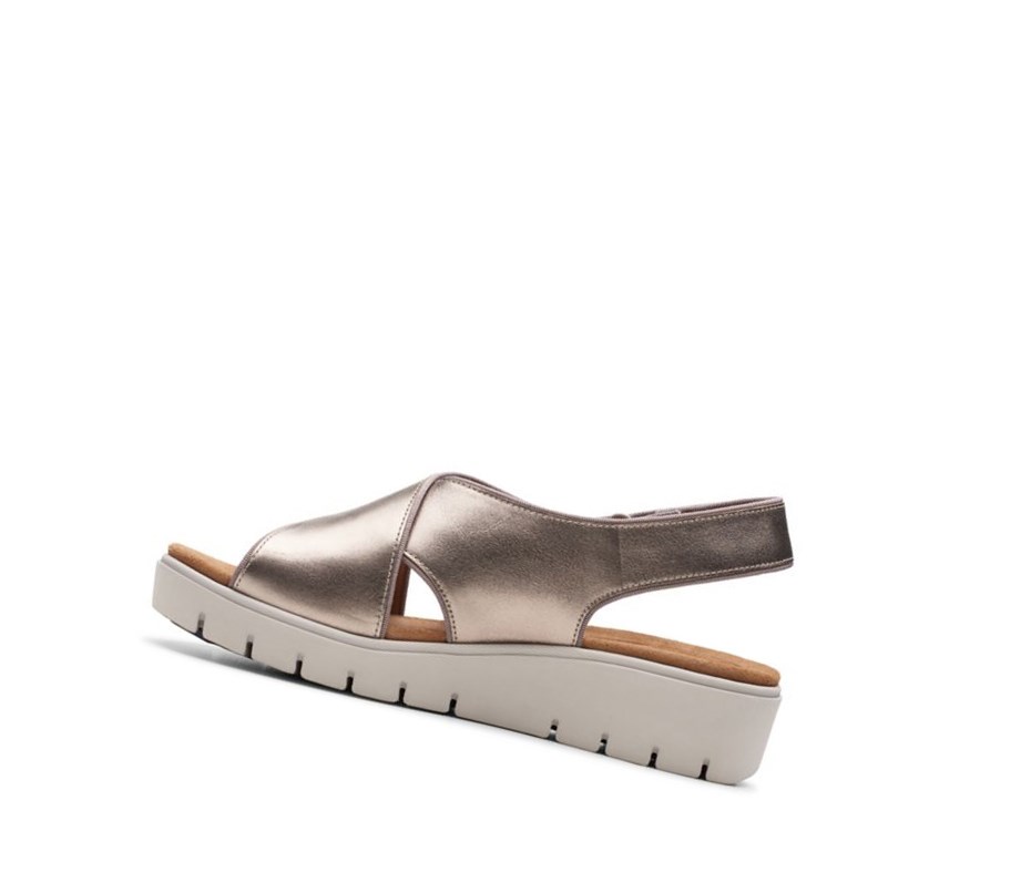 Clarks Un Karely Sun Kozene Sandale na Platforme Damske Zlate Metal | GOQU-48370