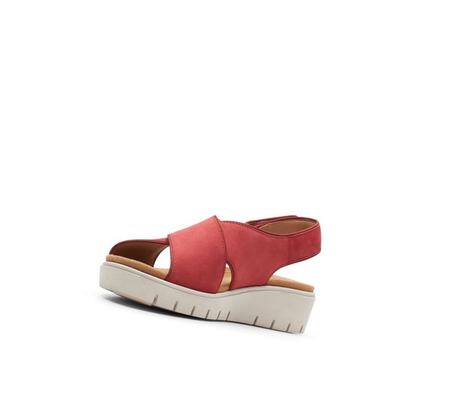 Clarks Un Karely Sun Nubuck Semisove Sandale na Platforme Damske Červené | FDZA-23715