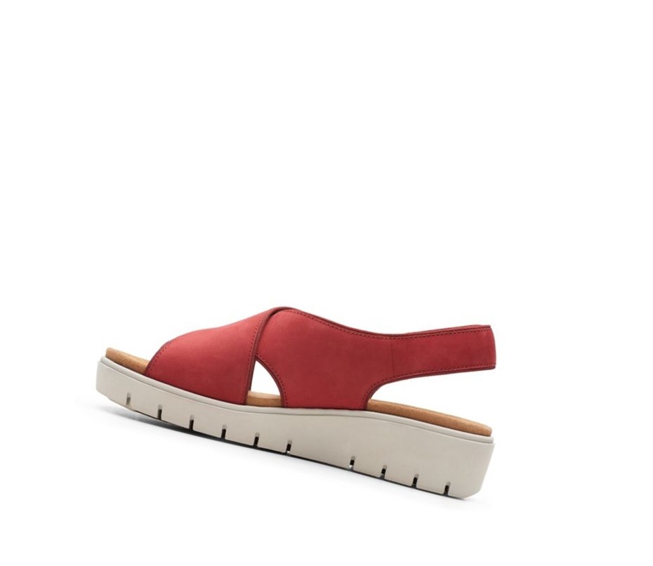 Clarks Un Karely Sun Nubuck Semisove Sandale na Platforme Damske Červené | FDZA-23715