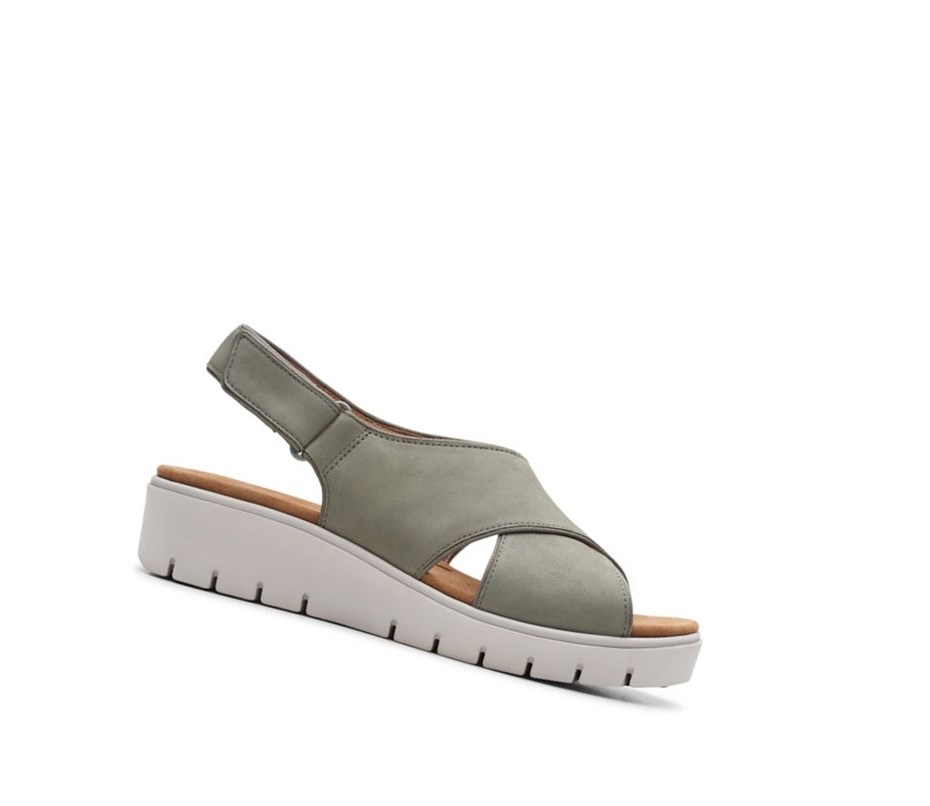 Clarks Un Karely Sun Nubuck Semisove Sandale na Platforme Damske Olivovo Zelená | FKJN-98013