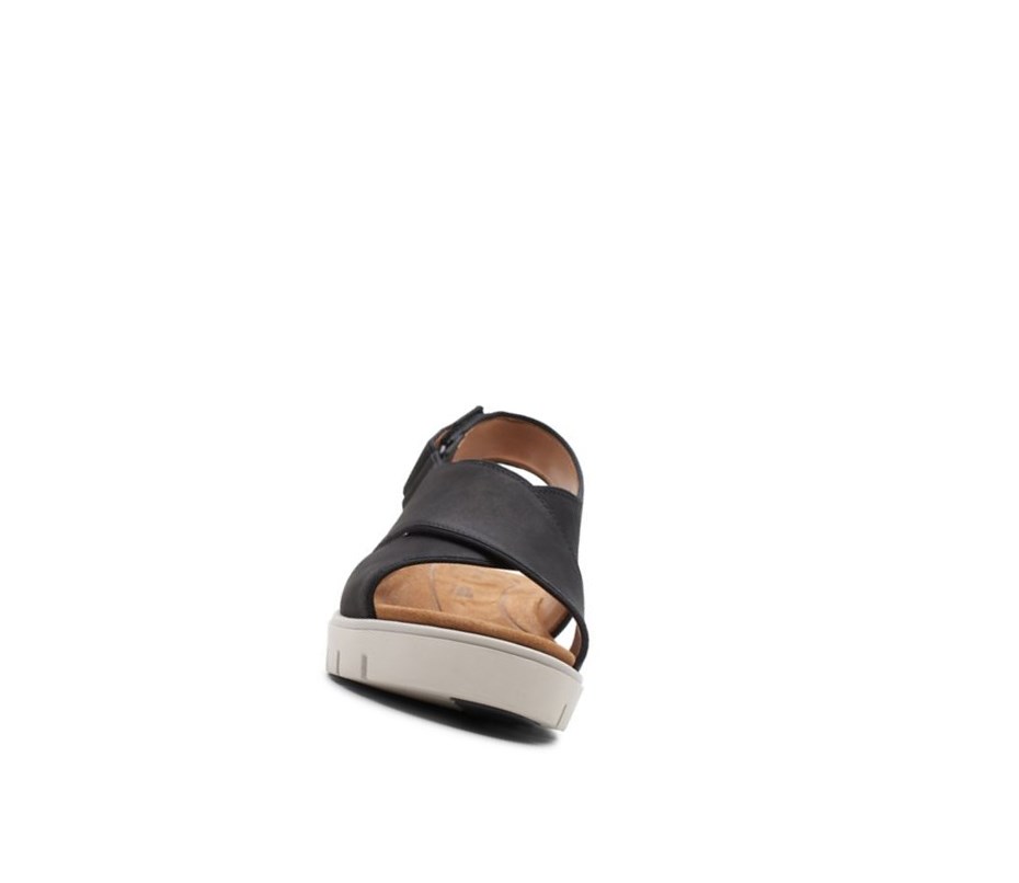 Clarks Un Karely Sun Nubuck Semisove Sandale na Platforme Damske Čierne | ONQF-35042