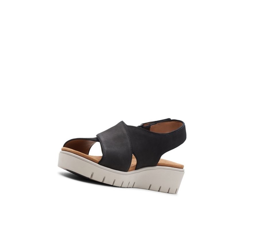 Clarks Un Karely Sun Nubuck Semisove Sandale na Platforme Damske Čierne | ONQF-35042