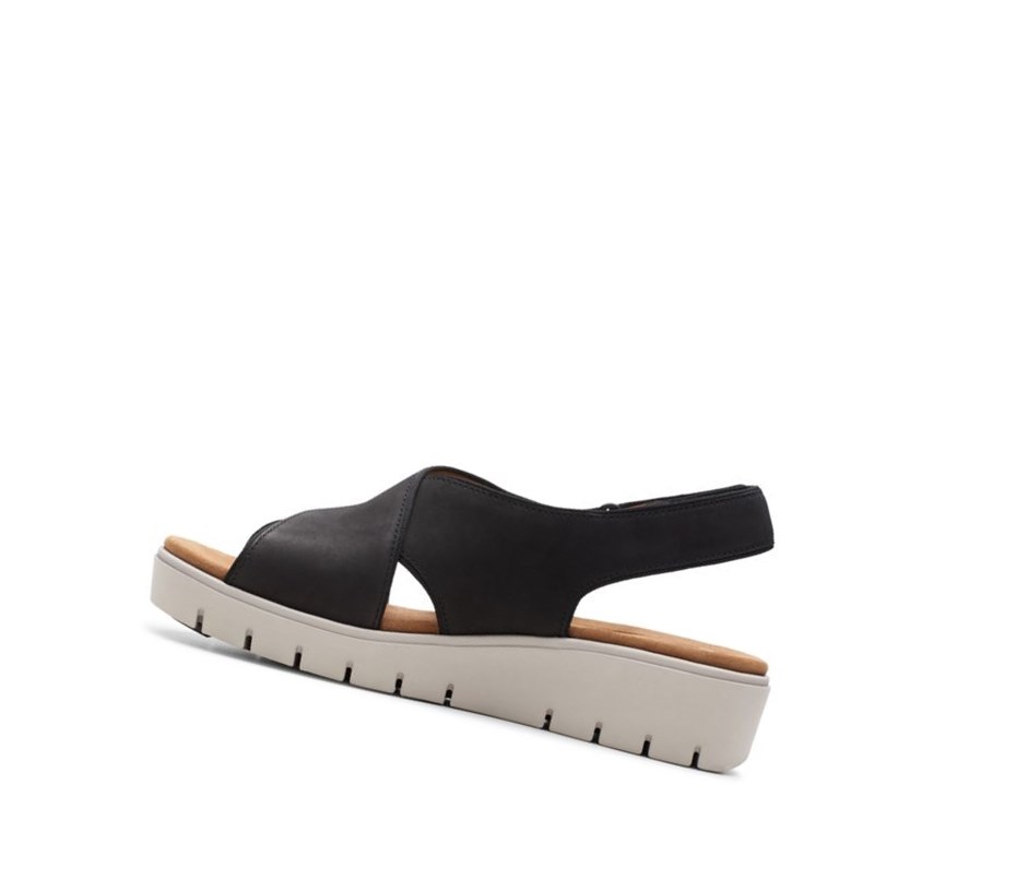 Clarks Un Karely Sun Nubuck Semisove Sandale na Platforme Damske Čierne | ONQF-35042