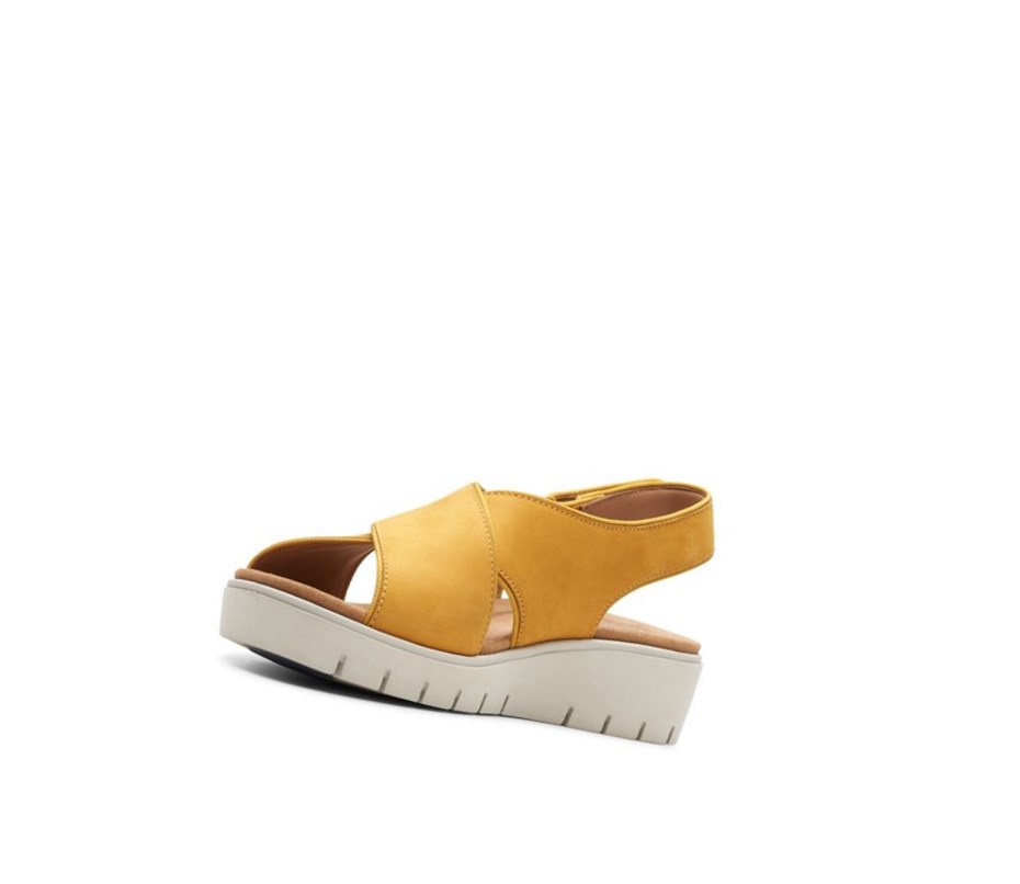 Clarks Un Karely Sun Nubuck Semisove Sandale na Platforme Damske Žlté | SLMU-67142