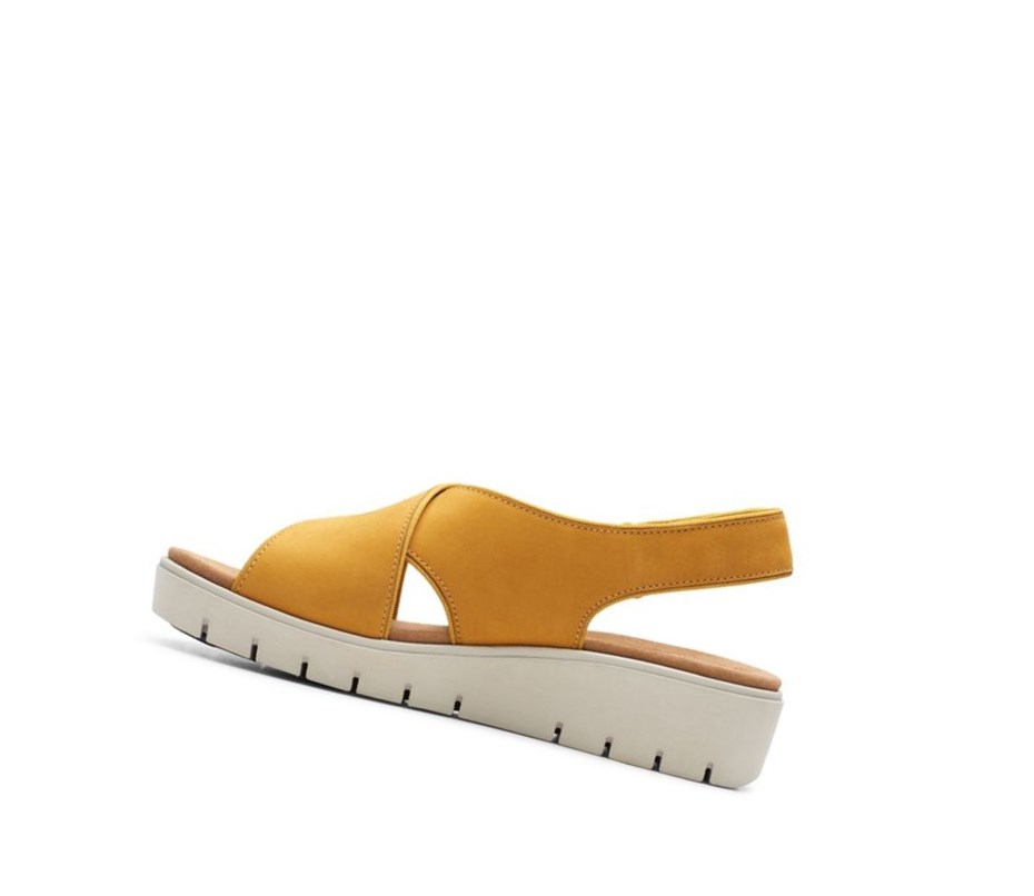 Clarks Un Karely Sun Nubuck Semisove Sandale na Platforme Damske Žlté | SLMU-67142