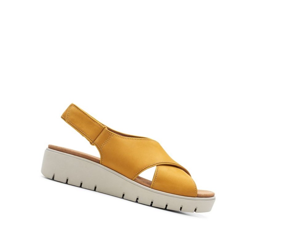 Clarks Un Karely Sun Nubuck Semisove Sandale na Platforme Damske Žlté | SLMU-67142