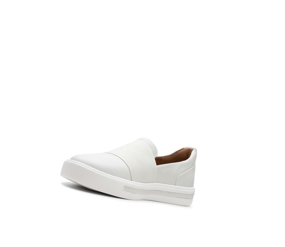 Clarks Un Maui Step Kozene Siroke Topanky Fit Slip On Tenisky Damske Biele | PCTG-47590