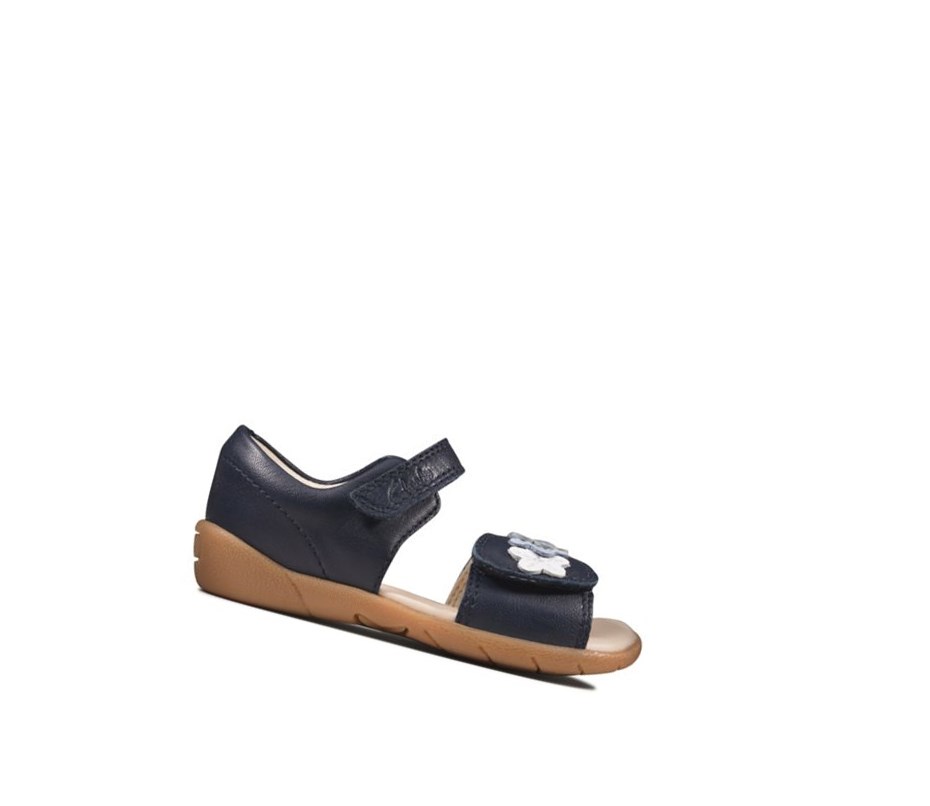 Clarks Zora Finch Kozene Sandale Casual Dievcenske Námornícka Modrá | UXYT-86192